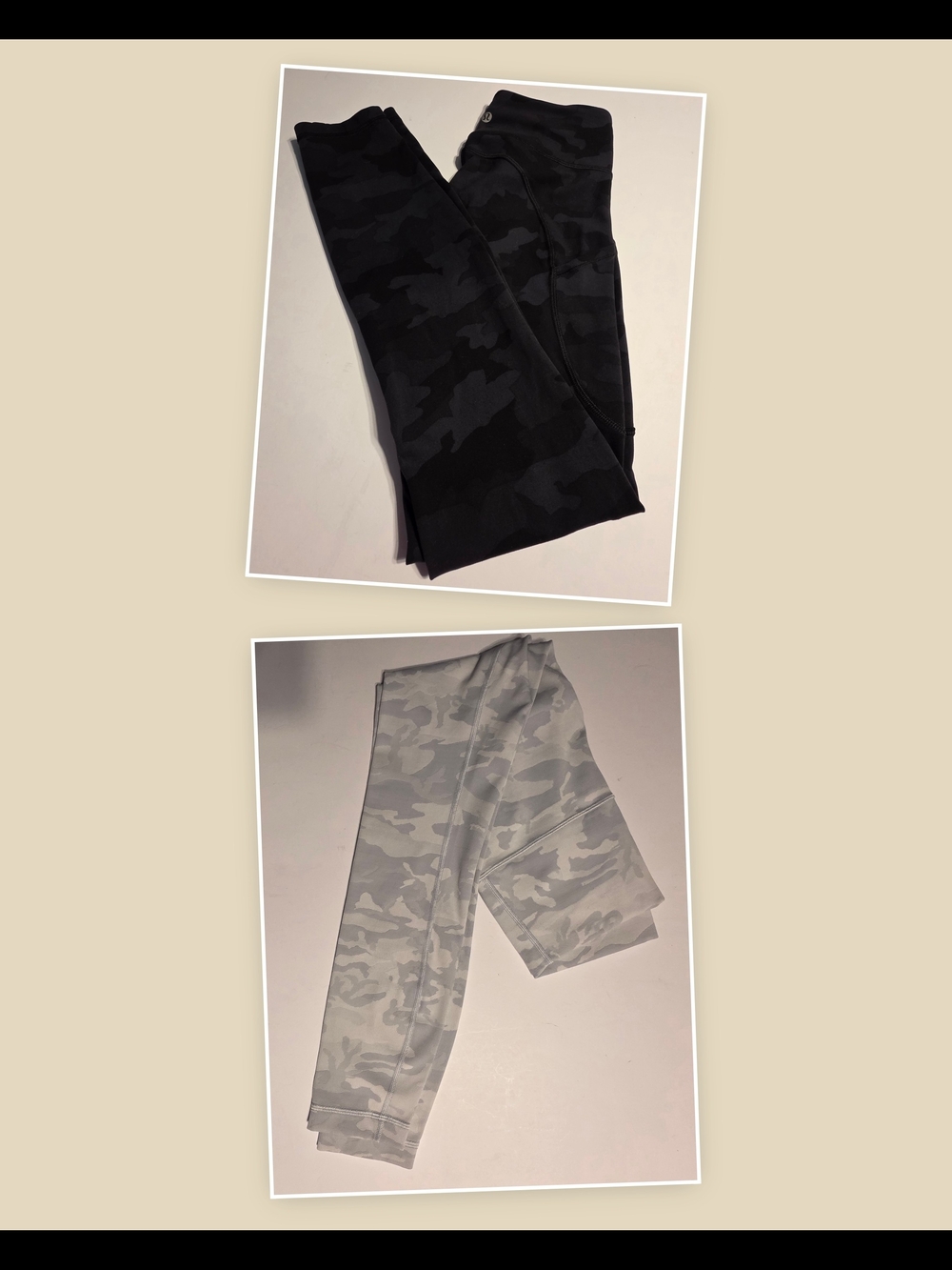 Lululemon Leggings 25" Sz 4 Lot Of 2 Camo Black & Gray